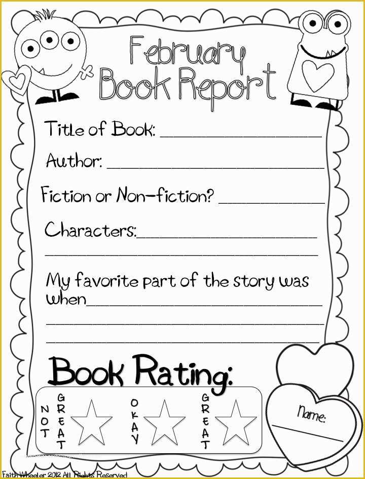 2nd Grade Book Report Template Free Of 6 Best Of 1st Grade Book Report