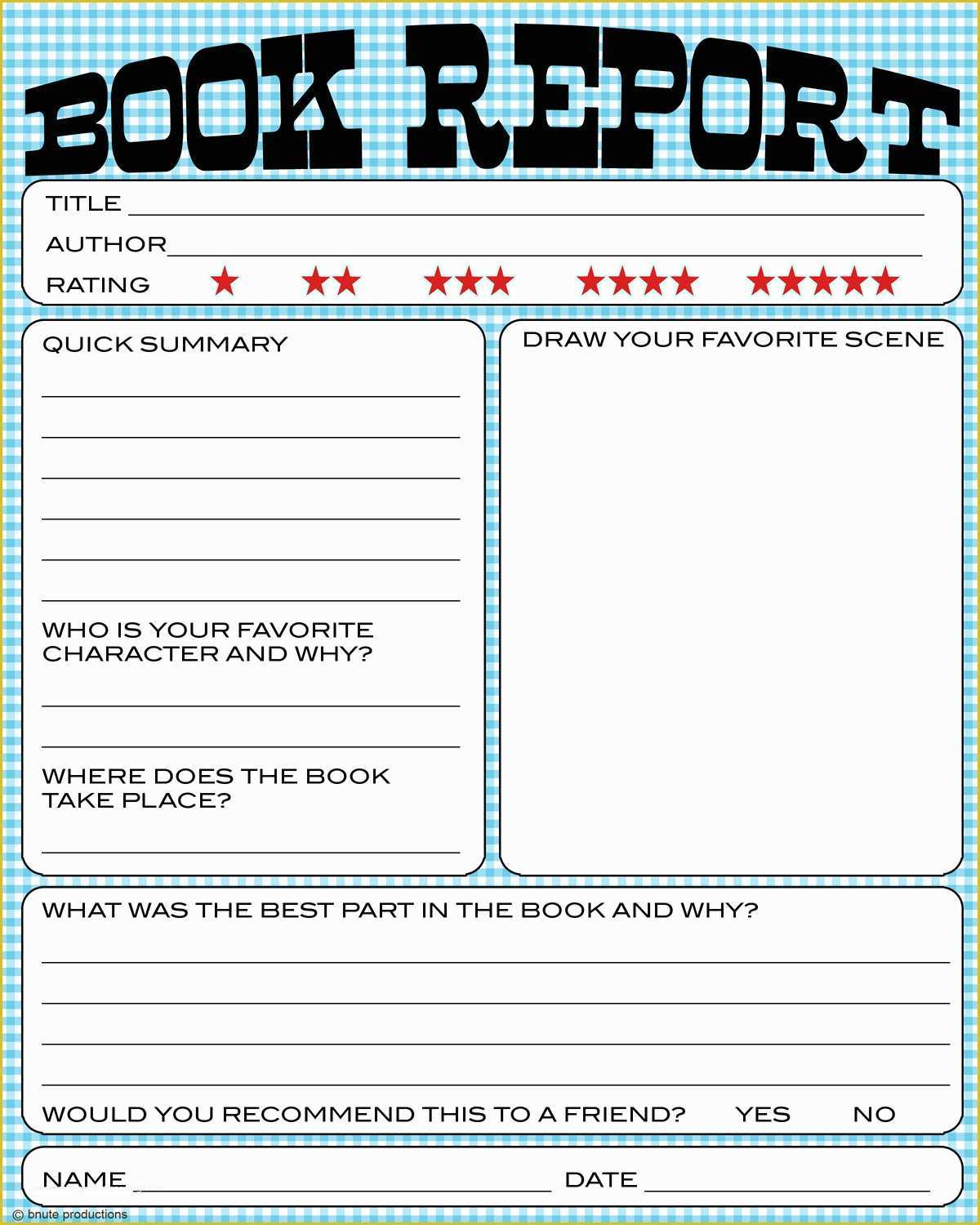 Second Grade Free Printable Book Report Templates For 2nd Grade