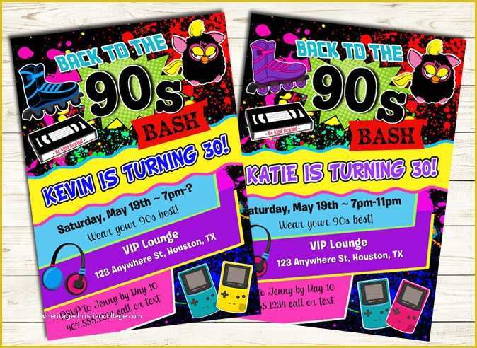 90s Party Invitations Template Free Of 90s Birthday Party Invitations 