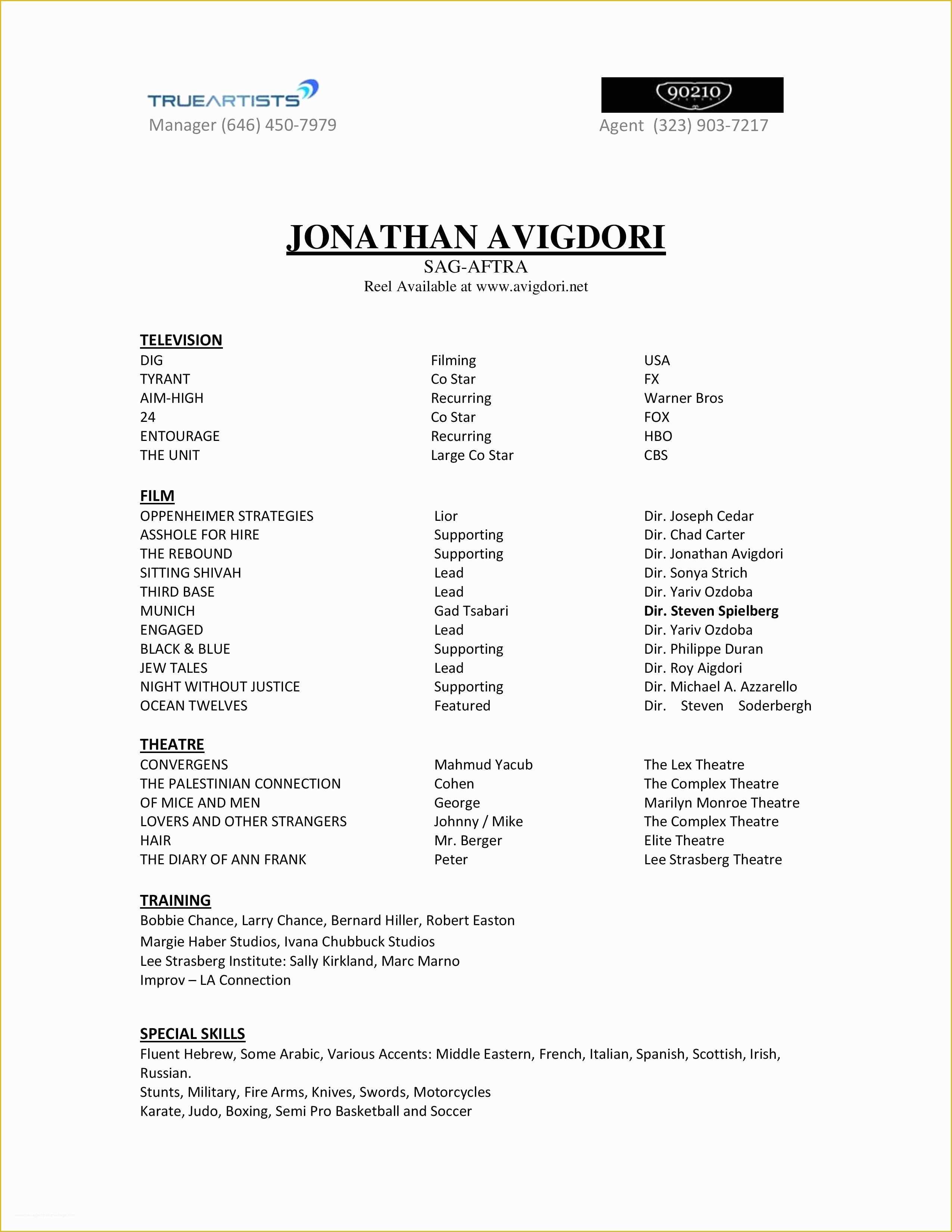 Actor Website Templates Free Download Of Simple Resume Template Child 