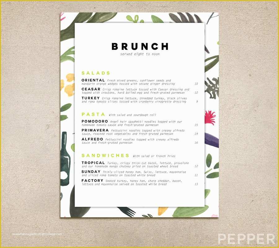 Brunch Menu Template Free Of Custom Restaurant Menu Printable Pdf 