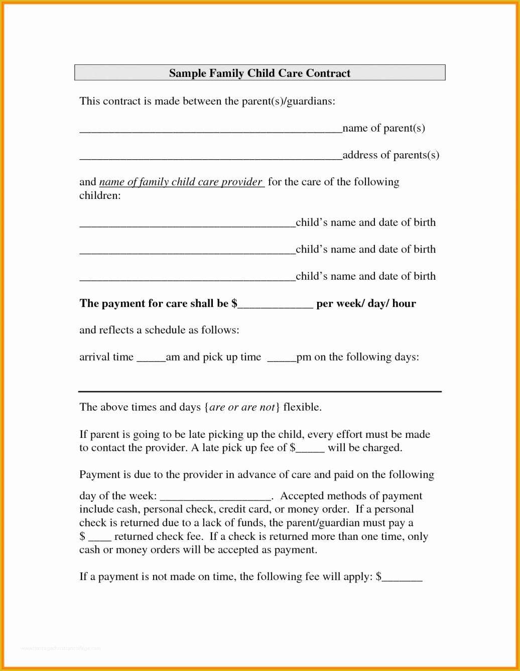 Daycare Contract Templates Free Of Daycare Year End Tax Statement 