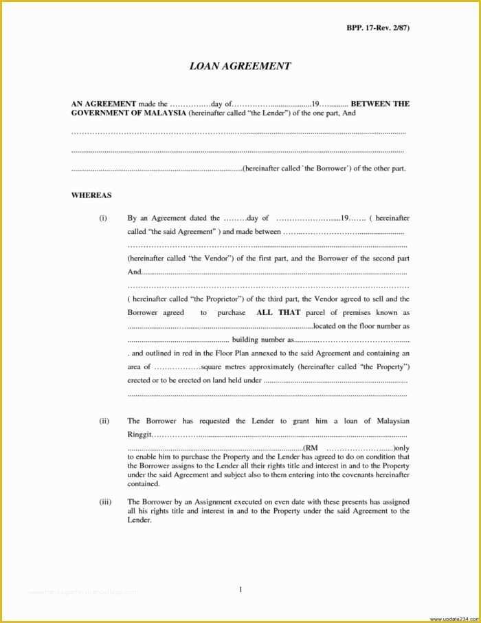 Family Loan Agreement Template Free Of Sample Personal Loan Agreement 