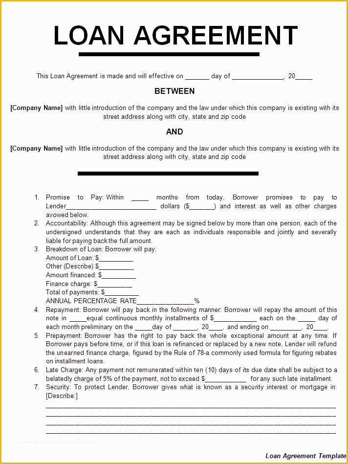 Family Loan Agreement Template Free Of Simple Loan Agreement Sample 