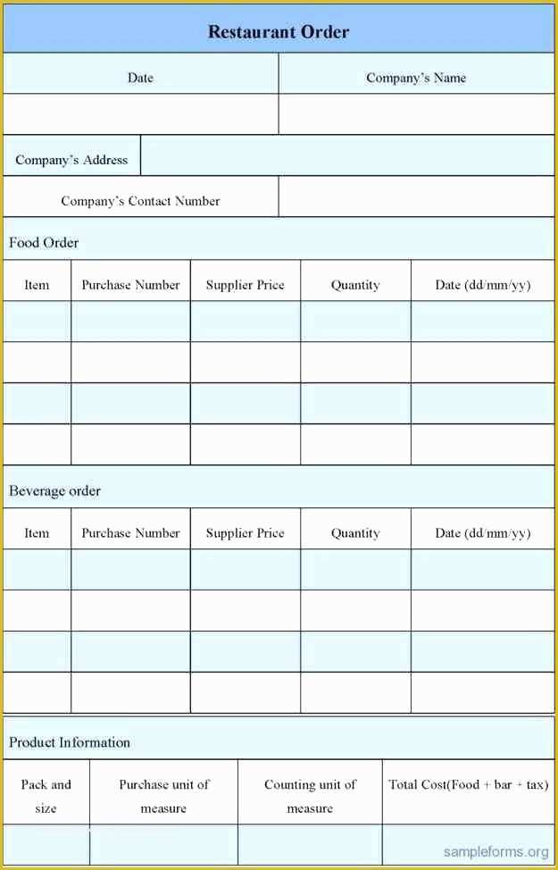 Food Order Form Template Free Download Of 29 Order Form Templates Pdf Doc Excel