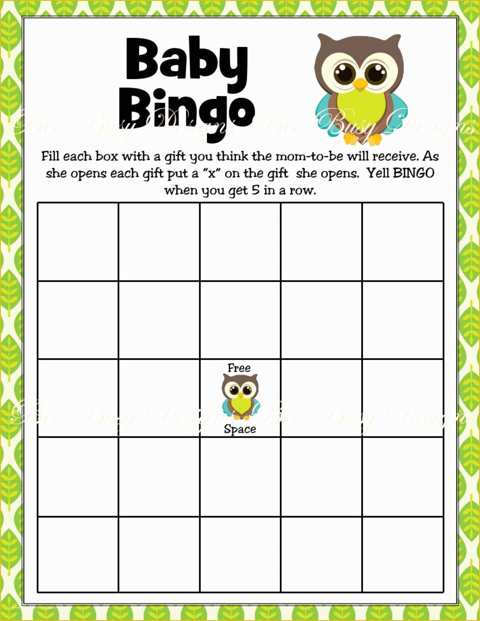 Baby Shower Bingo Printable Free Printable Blank World