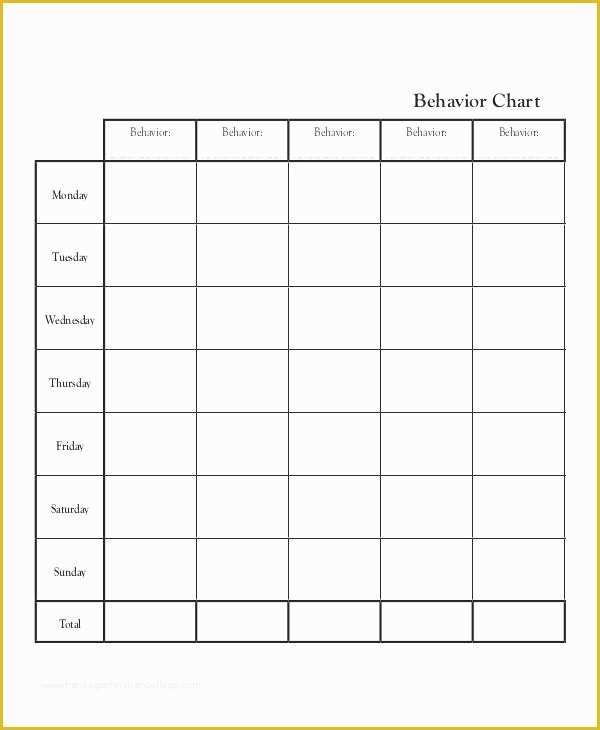 Free Behavior Chart Template Of Behavior Chart Charts Templates For 