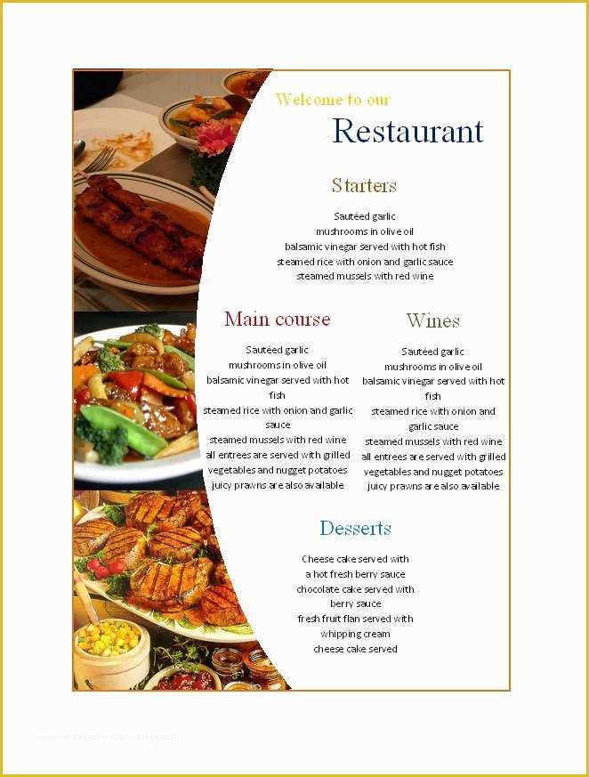  Free Catering Menu Templates For Microsoft Word Of 31 Free Restaurant 