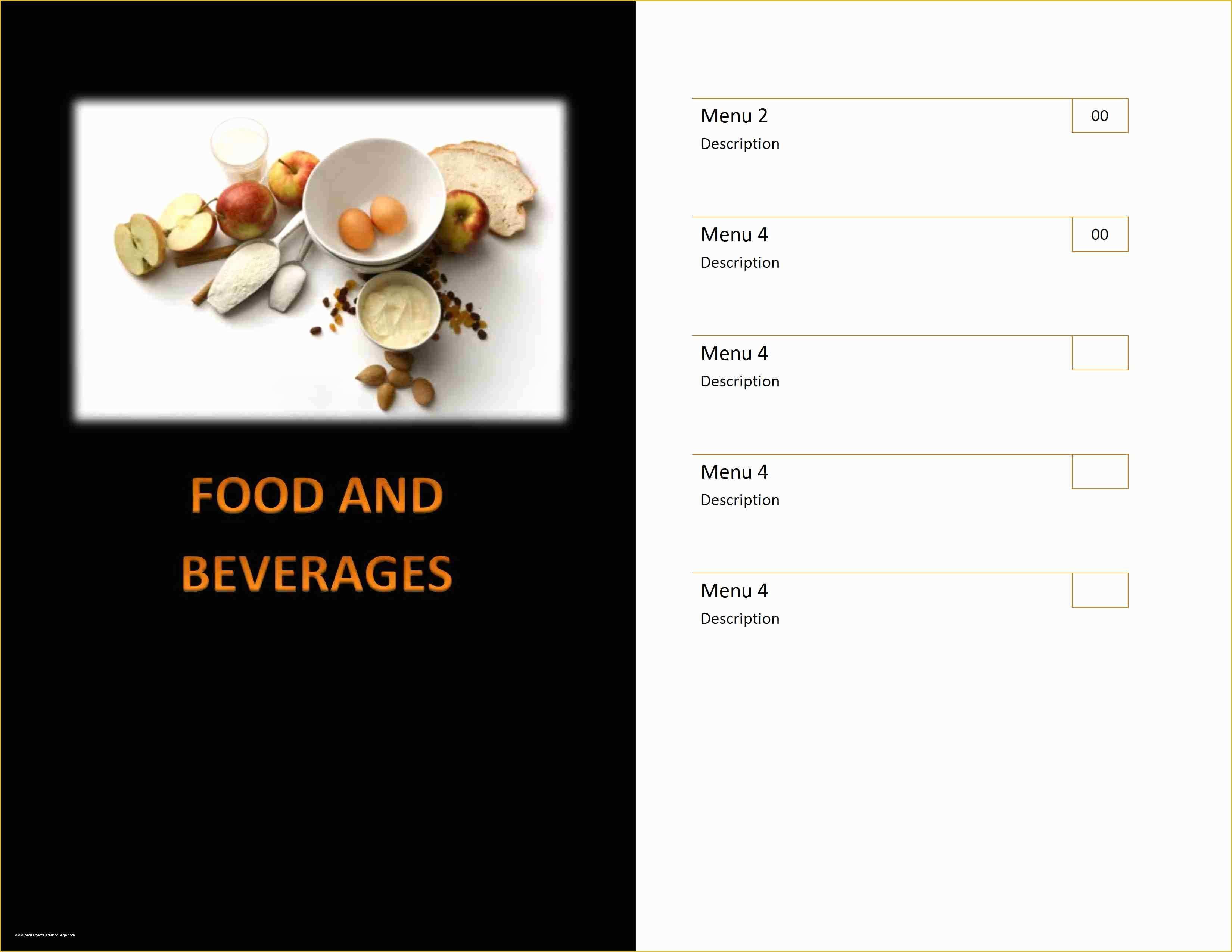  Free Catering Menu Templates For Microsoft Word Of Restaurant Menu 