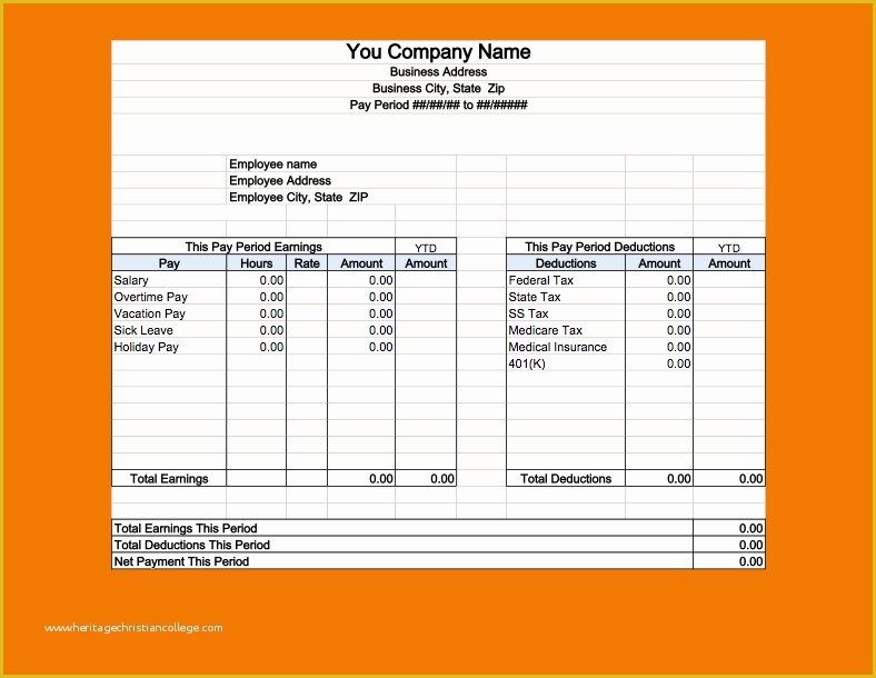 Free Excel Pay Stub Template Free Printable Templates