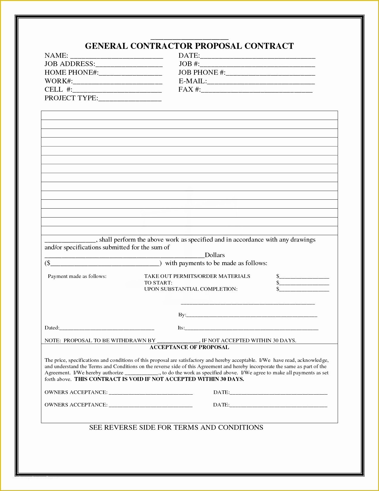 Free Construction Contract Template Word Of Construction Proposal 