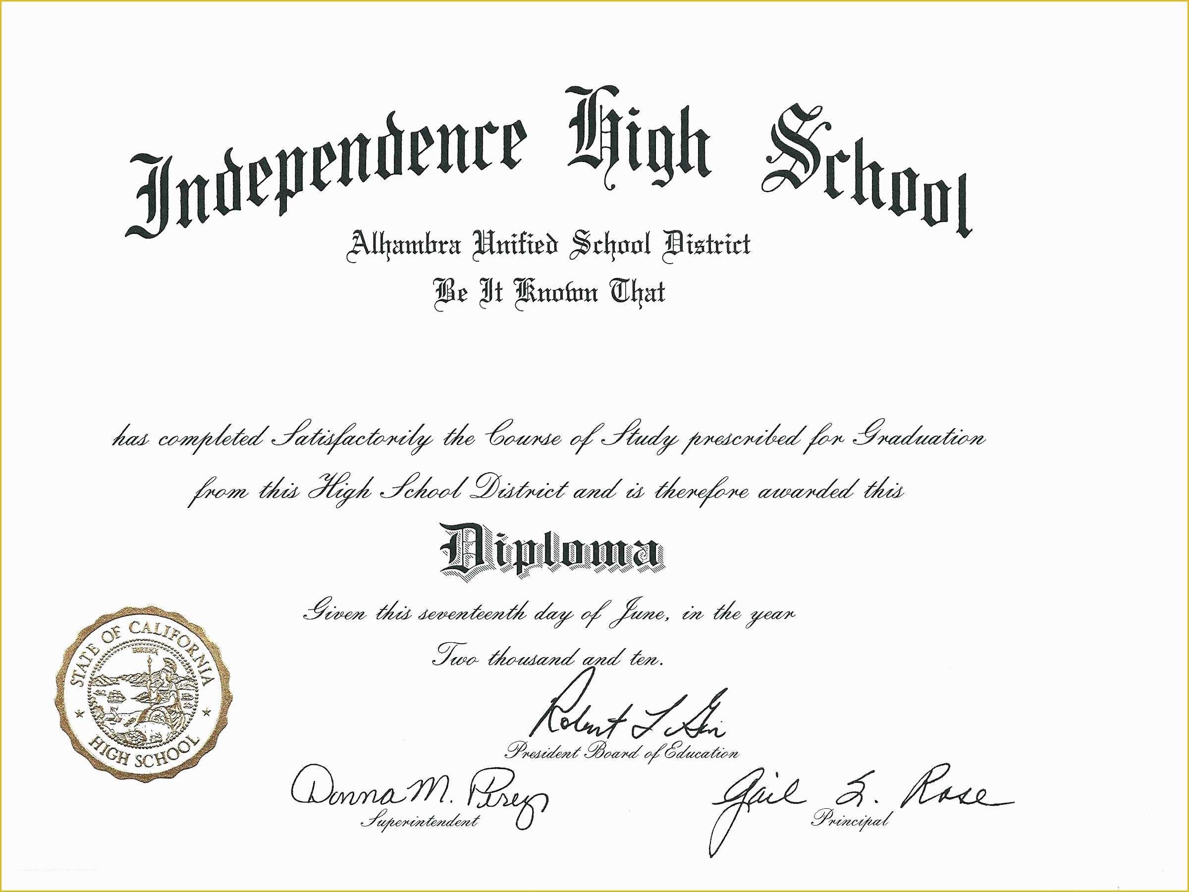 Free High School Diploma Templates Of Template Blank High School