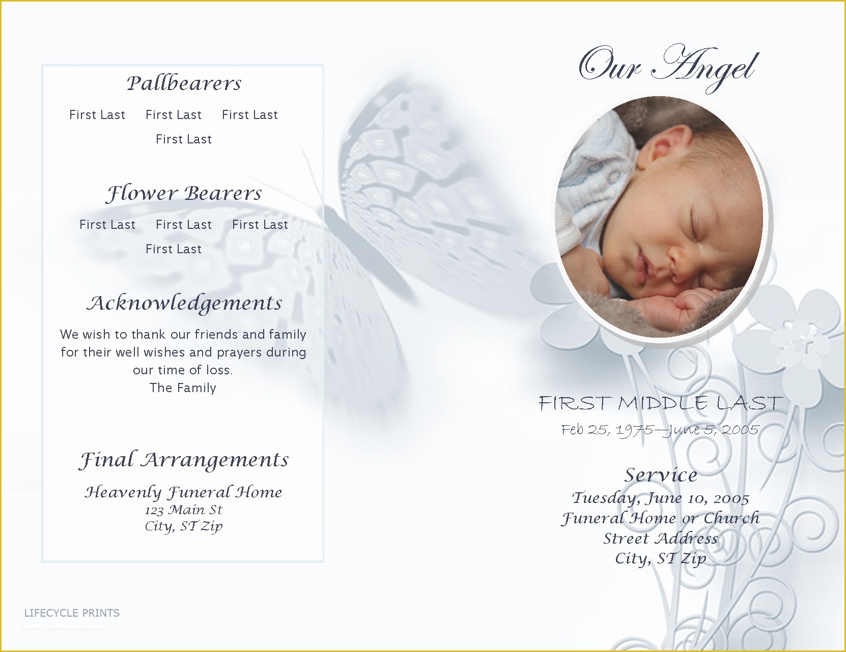 Free Homegoing Service Program Template Of Lifecycleprints Celebration Of Life & Funeral Program