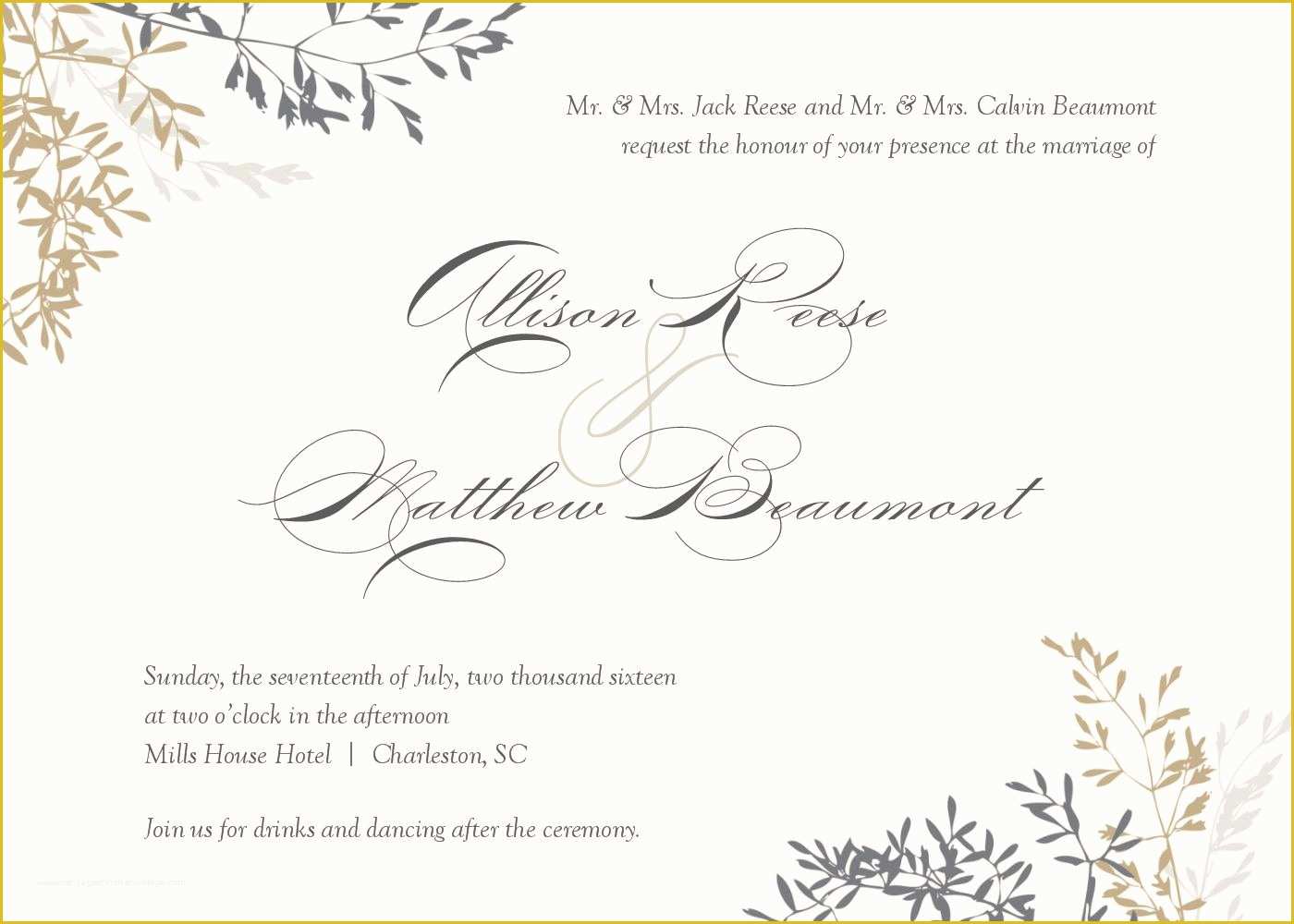 Free Invitation Templates For Word Of Wedding Invitation Wedding 