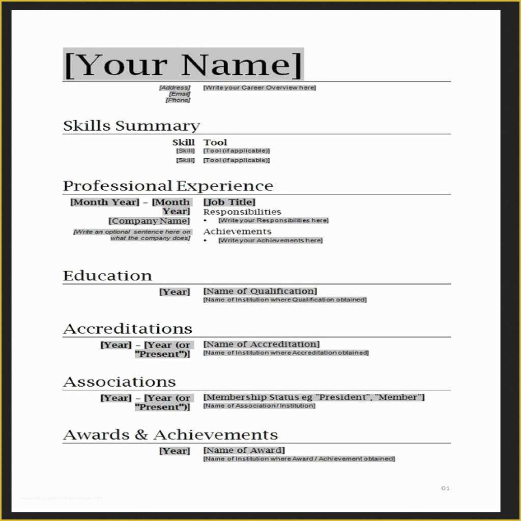  Free Job Resume Templates For Microsoft Word Of Free Resume Templates 