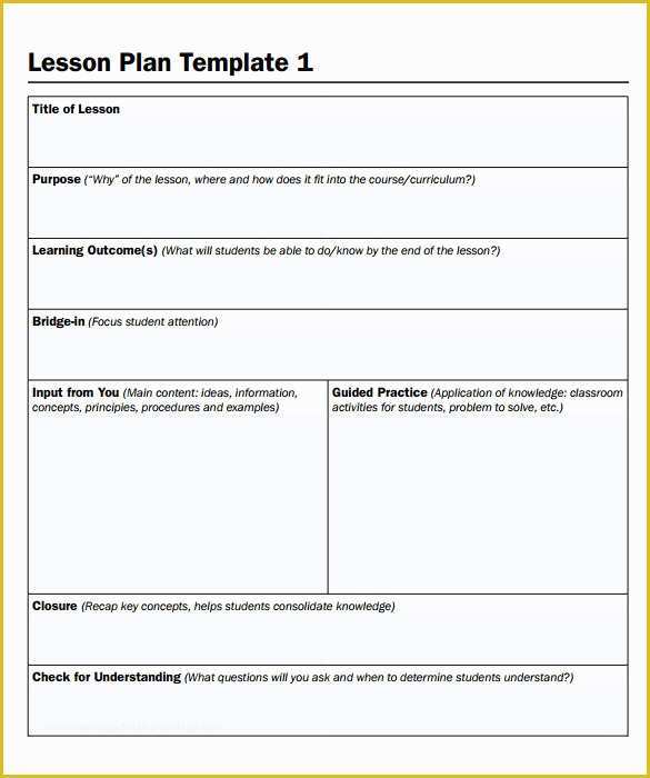 Free Lesson Plan Template Word Of Sample Simple Lesson Plan Template 11