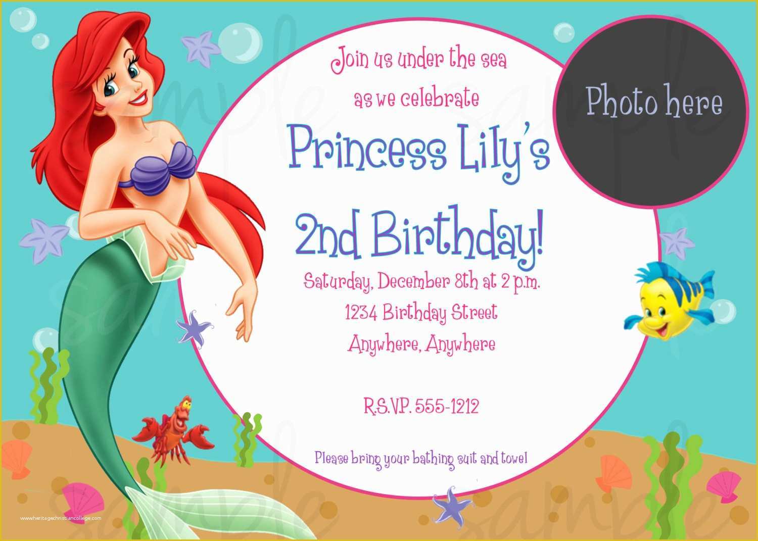 Free Little Mermaid Invitation Templates Of Little Mermaid Invitation