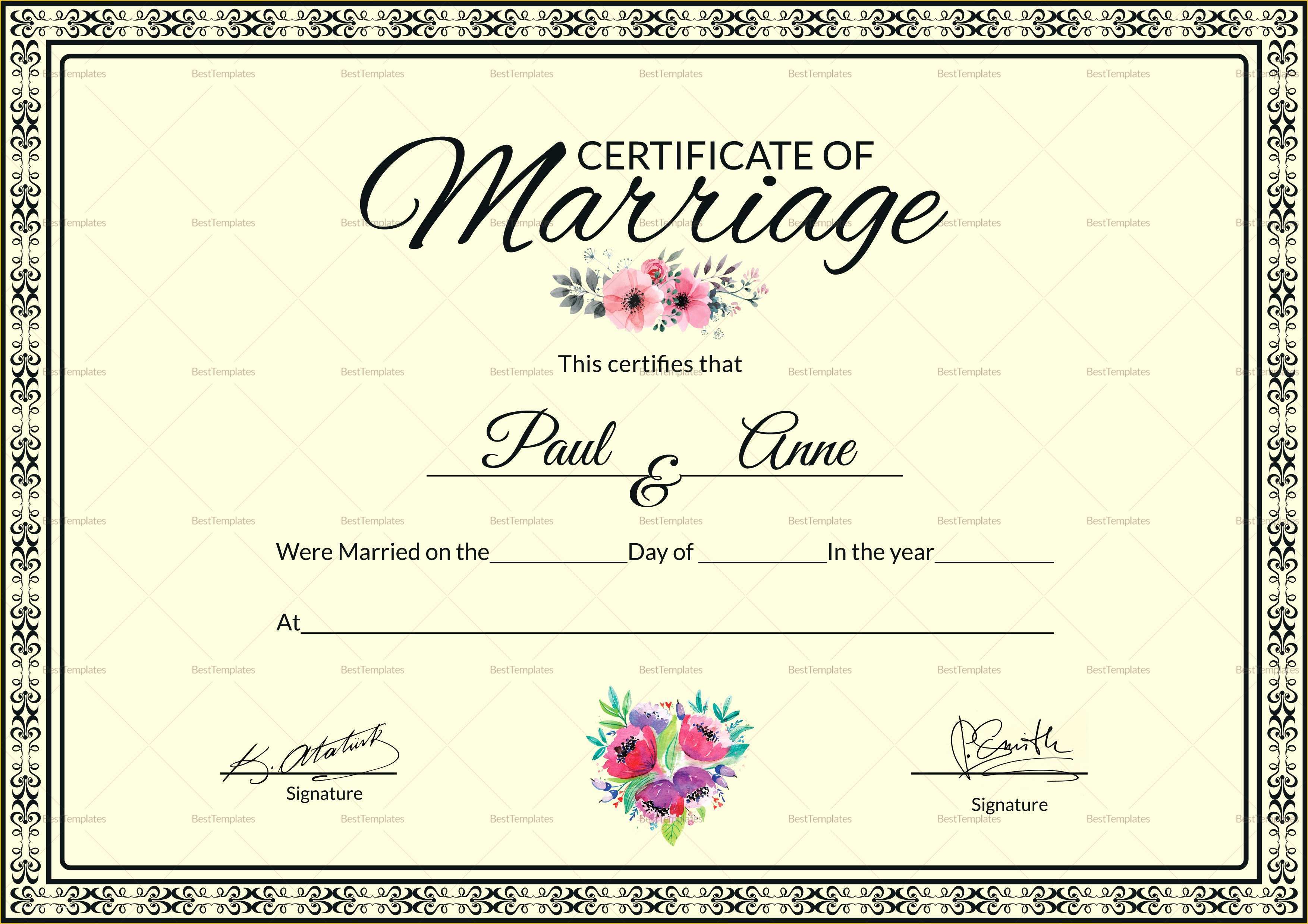 Free Printable Marriage Certificate Template