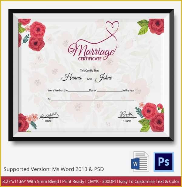 Free Marriage Certificate Template Word Of Marriage Certificate Template 12 Free Word Pdf Psd