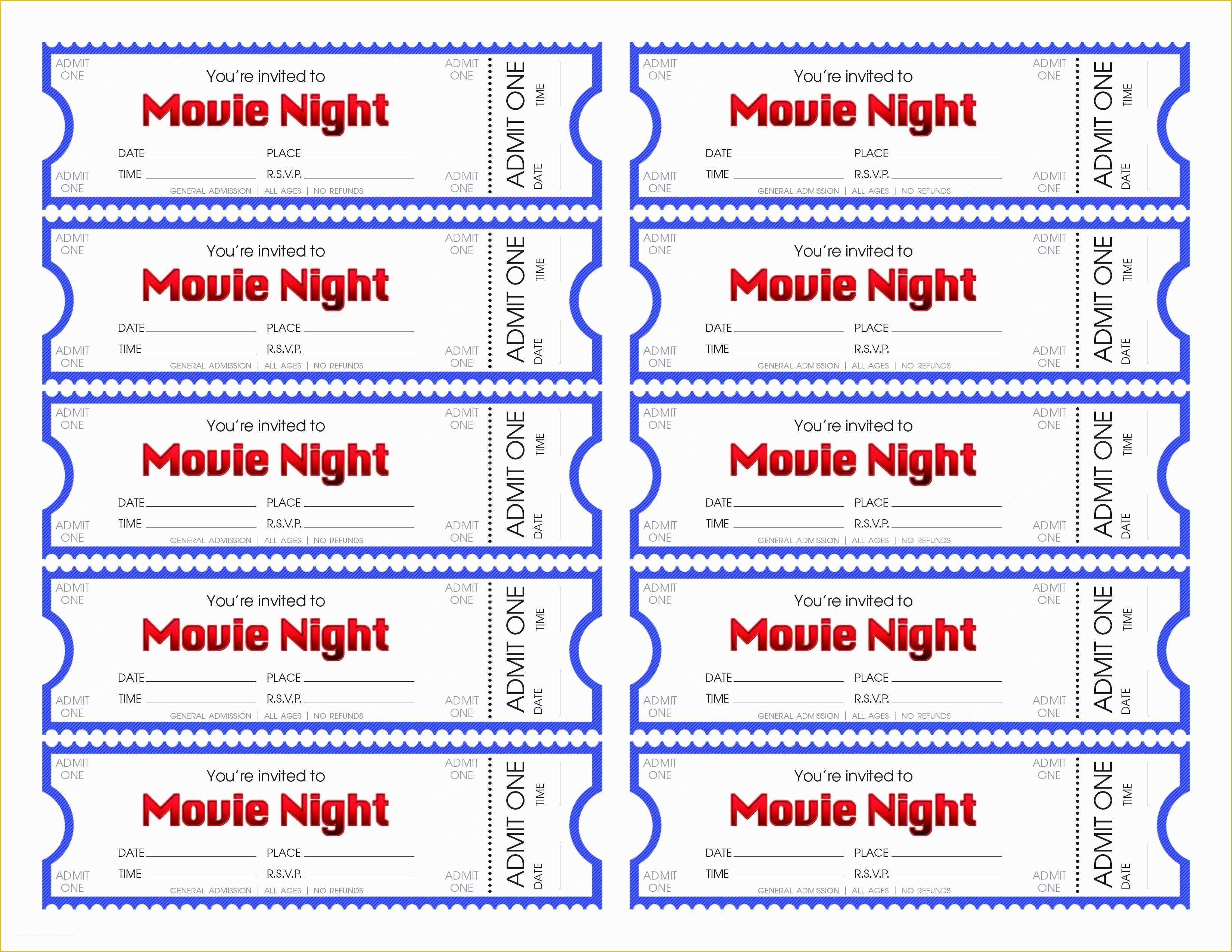 Free Movie Ticket Template Of Make Your Own Movie Night Tickets Heritagechristiancollege