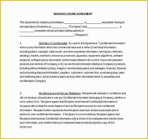 Free Nda Template Of 19 Word Non Disclosure Agreement Templates Free 
