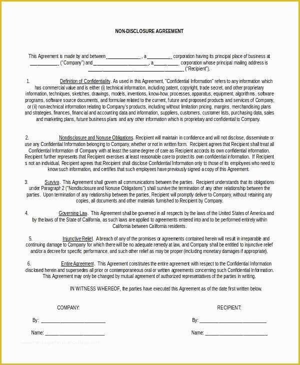 Free Nda Template Of Free Non Disclosure Agreement Create Download And 