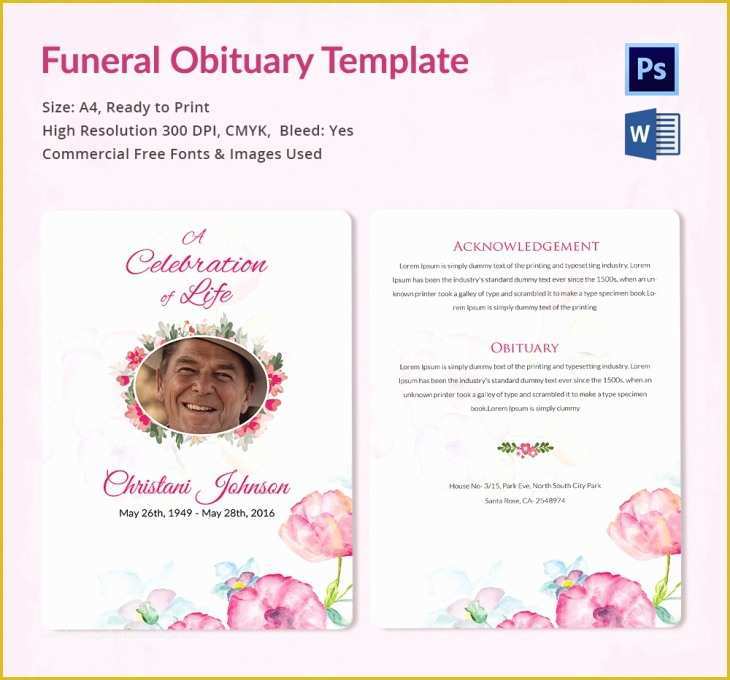 Free Obituary Program Template Download Of 5 Funeral Obituary Templates Free Word Pdf Psd