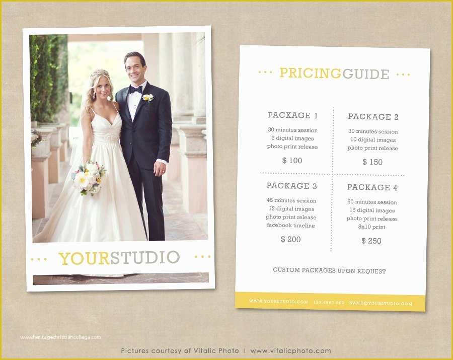 Free Photography Pricing Guide Template Of Graphy Pricing Template Price List Wedding Pricing