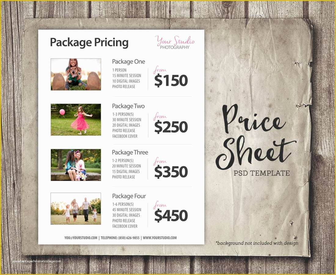 Free Photography Pricing Guide Template Of Price List Template Graphy 