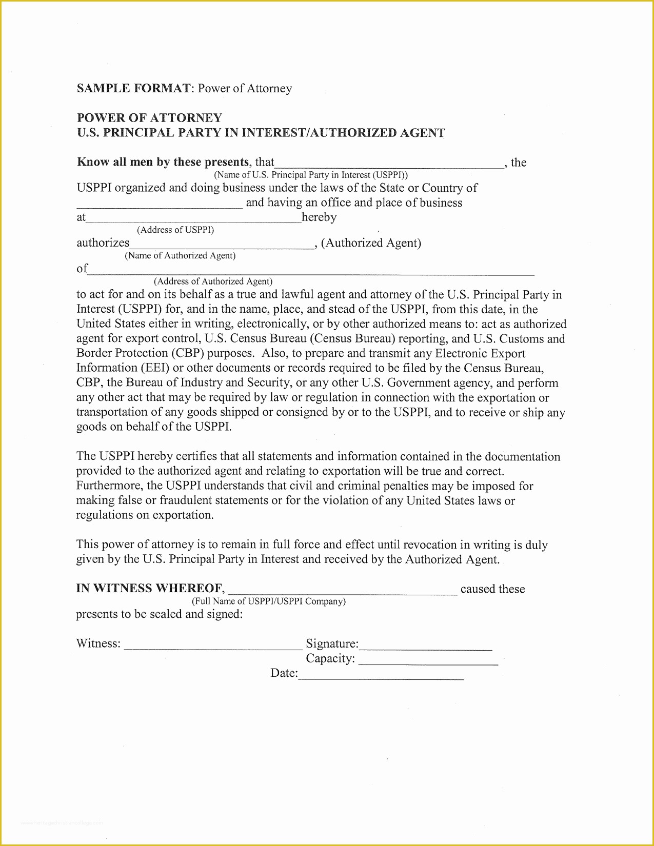 Free Poa Template Of Power attorney Template Heritagechristiancollege