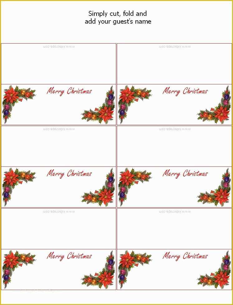 Free Printable Christmas Table Place Cards Template Of Christmas Place Card Templates Invitation