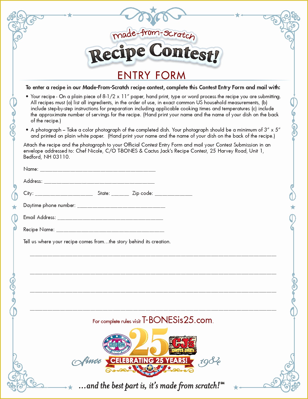 Free Printable Contest Entry Form Template Of Entry Form Templates Contest Template Word Free