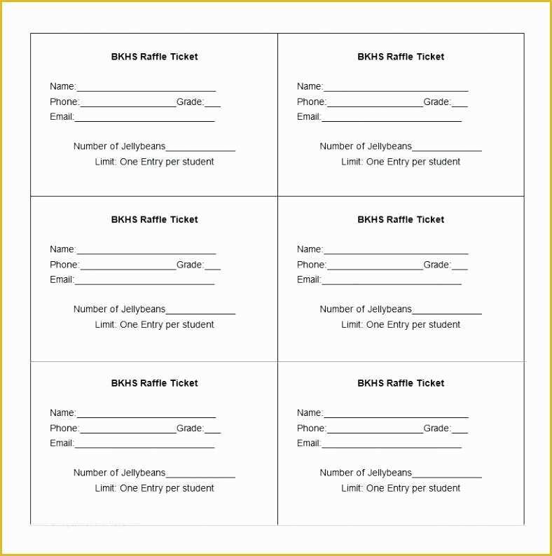 Printable Raffle Entry Form Template Word
