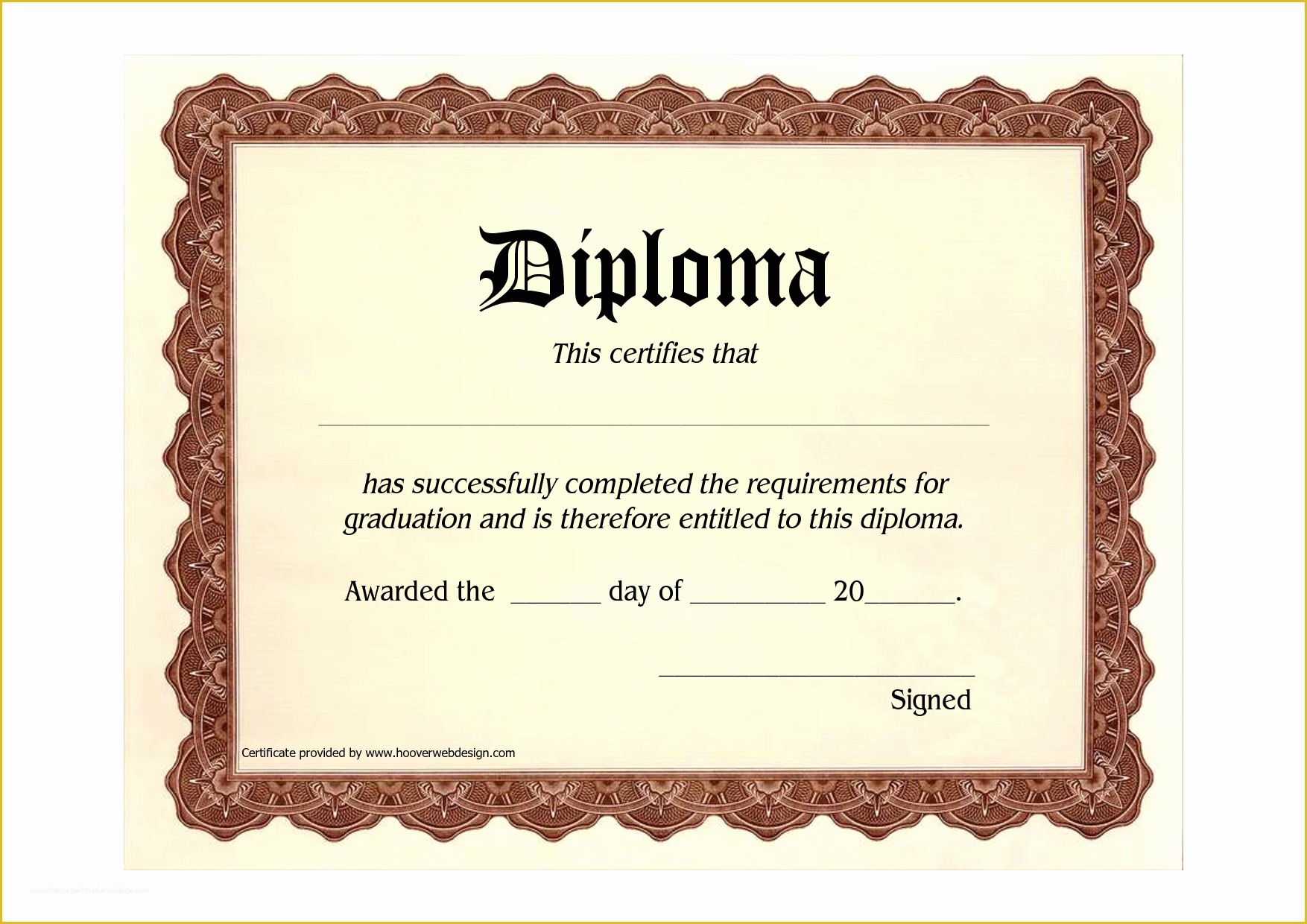 Blank Graduation Certificate Templates Images And Photos Finder