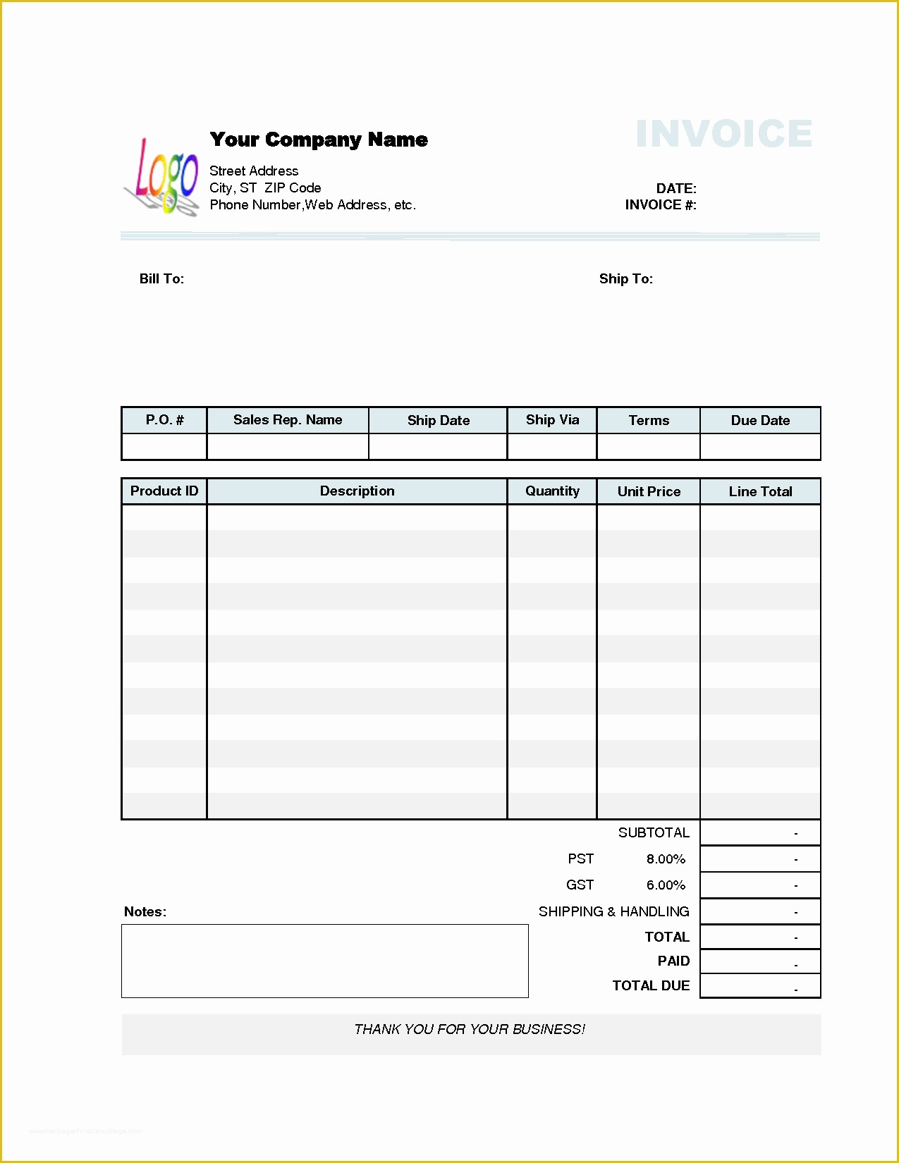 fill in the blank invoice