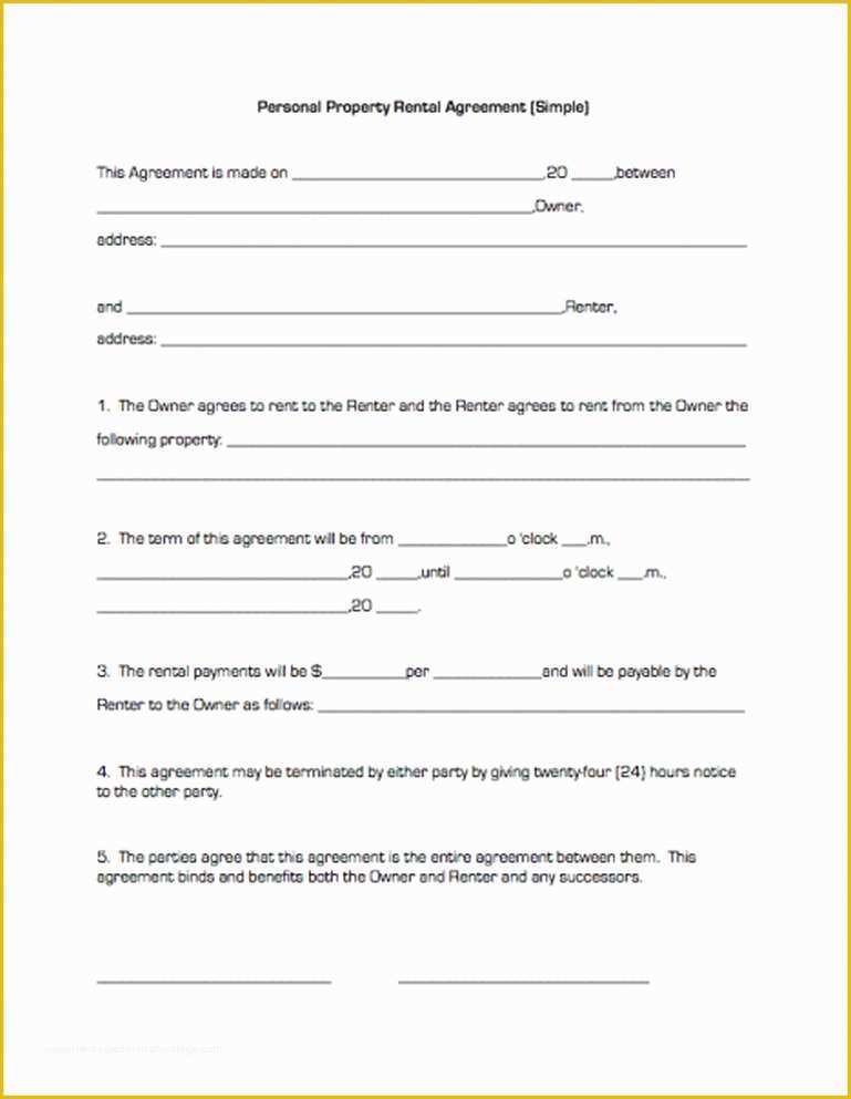 Free Rental Lease Template Of Simple E Page Lease Agreement