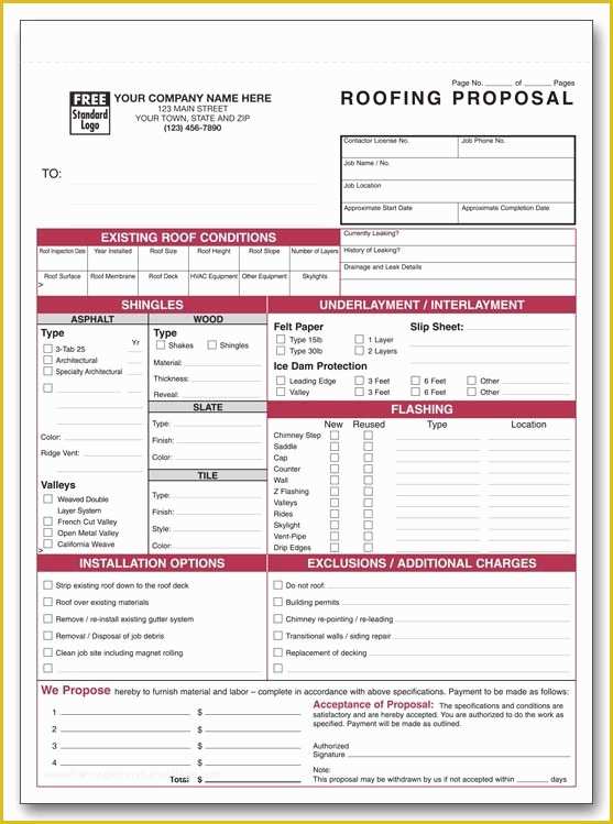 Free Roofing Estimate Template Of Free Printable Roofing Estimate Forms