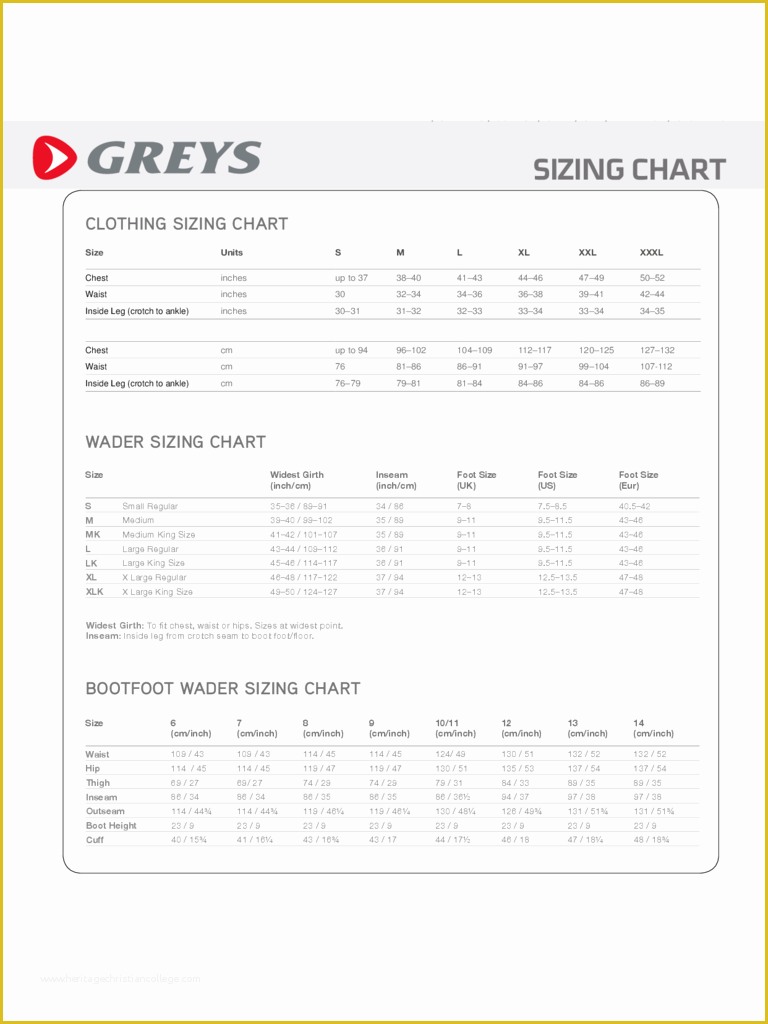Free Size Chart Template Of Clothing Size Chart 6 Free Templates In Pdf