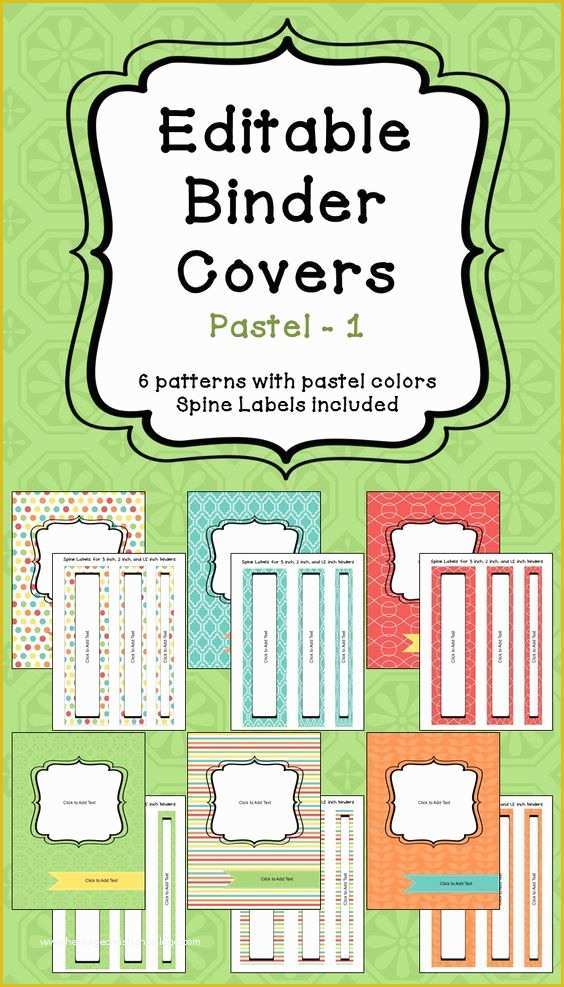 Free Spine Label Template Of Editable Binder Covers Spines In Pastel 