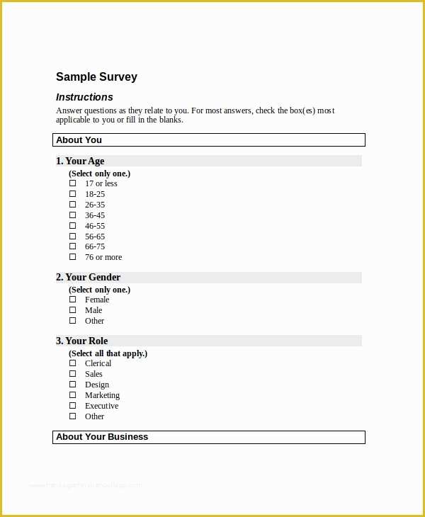 Free Survey Template Of Questionnaire Template Word 11 Free Word 