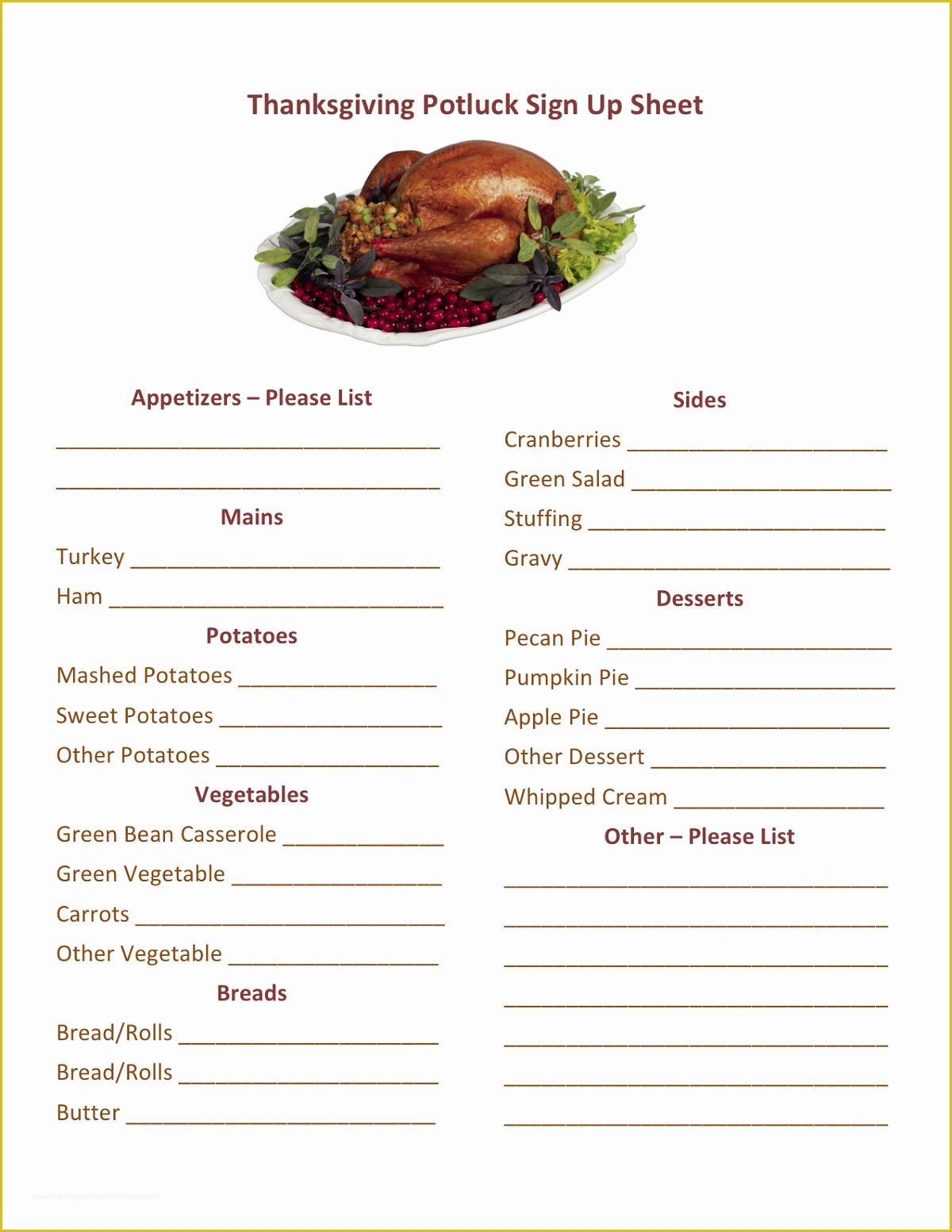 Free Thanksgiving Potluck Flyer Templates Of Free Potluck Sign Up Template Simple