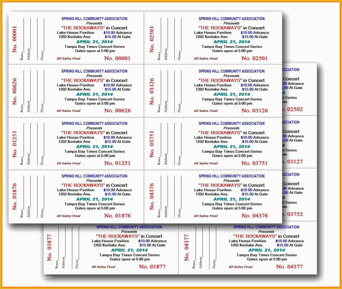 Free Ticket Templates 8 Per Page Of Free Printable Template for Raffle