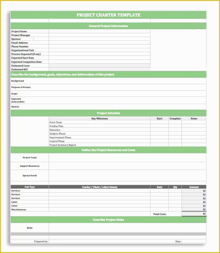 Project Charter Template Excel Free Of Simple Project Charter Template ...