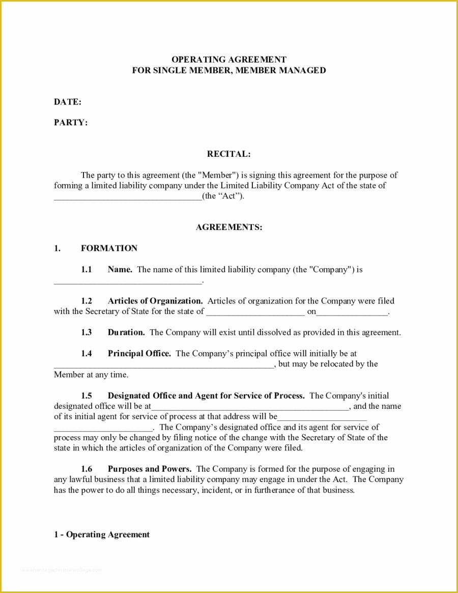 Free Missouri Llc Operating Agreement Template