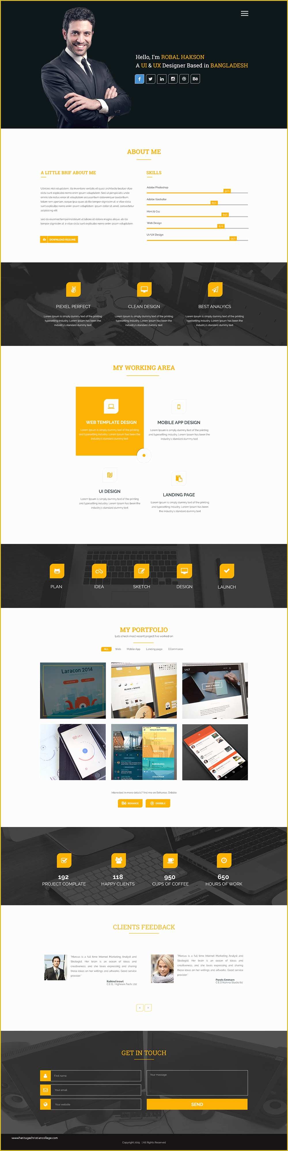  Single Page Portfolio Template Free Download Of Clean E Page Corporate 