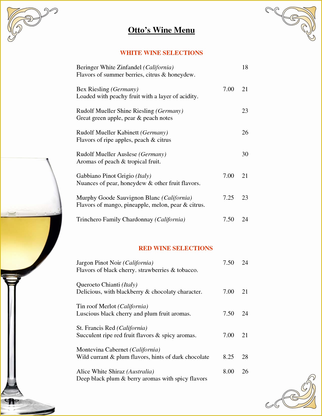 Wine Menu Template Free Of 7 Wine Menu Template Heritagechristiancollege