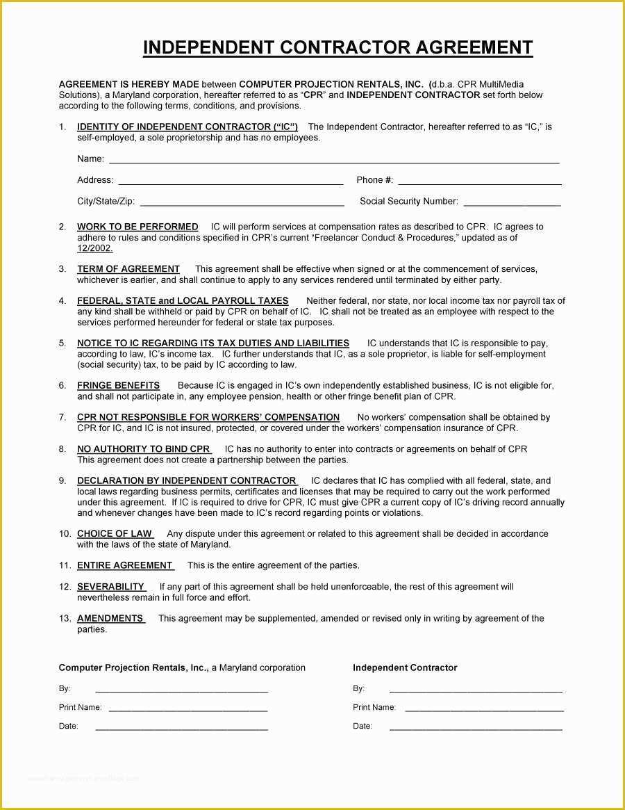 Printable Independent Contractor 1099 Form Printable Forms Free Online