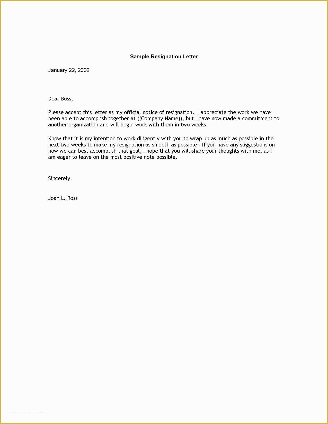 2 Week Notice Template Free Of Two Week Notice Letter Ion Template 