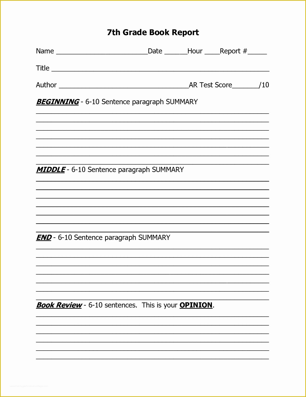research report template 3rd grade