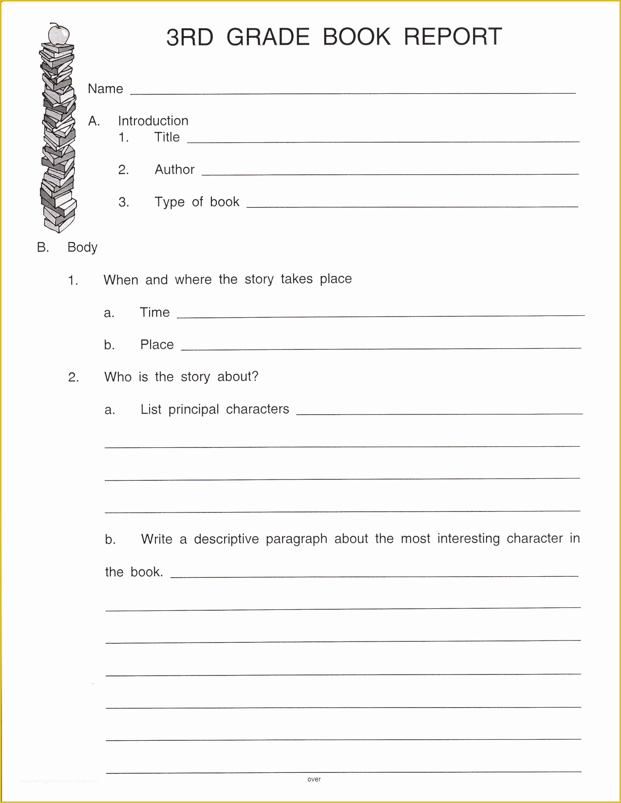 3rd Grade Book Report Template Free Of Book Report Outline 